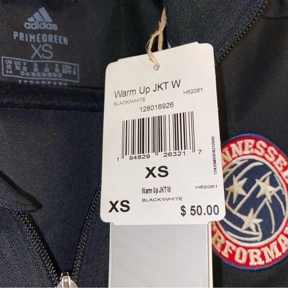 ADIDAS WOMEN’S BLACK/WHITE WARM UP JKT - TENNESSEE PERFORMANCE- SIZE XS - Picture 9 of 12